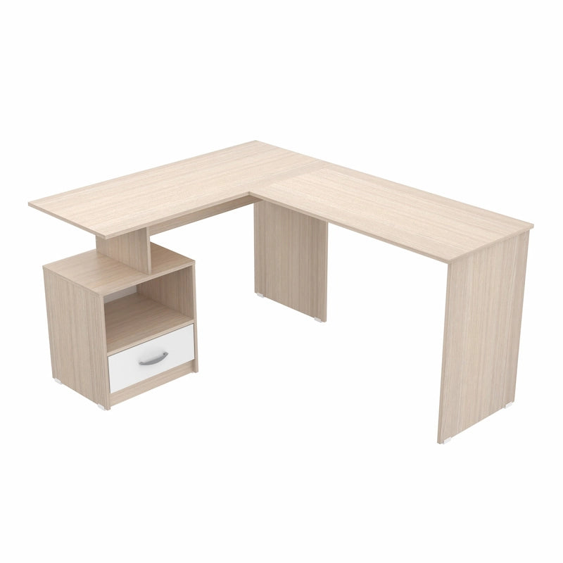Inval Merlin L-Shape Computer Desk with Cubby-8