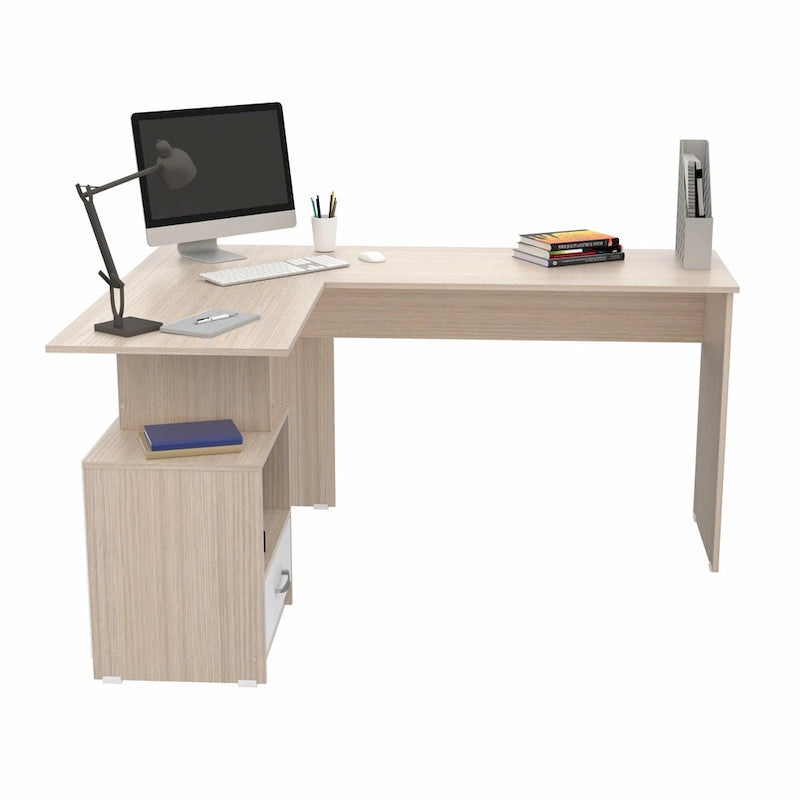 Inval Merlin L-Shape Computer Desk with Cubby-2