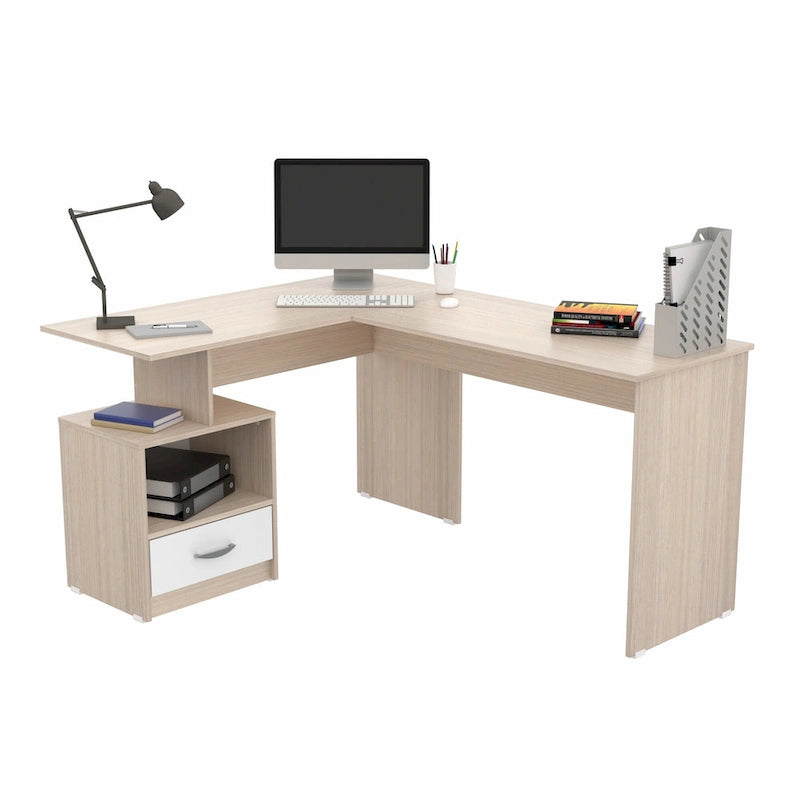 Inval Merlin L-Shape Computer Desk with Cubby-3
