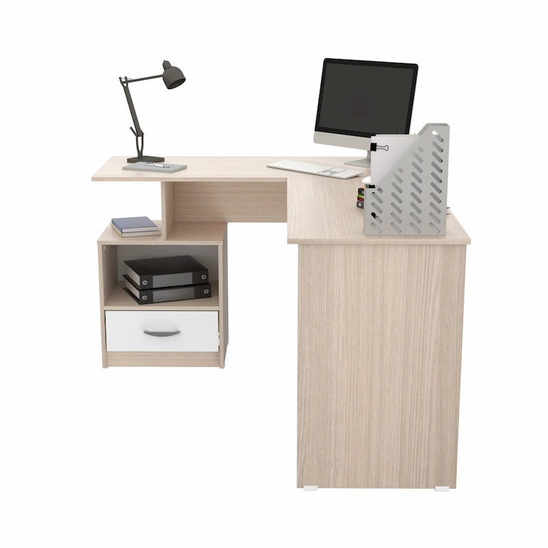 Inval Merlin L-Shape Computer Desk with Cubby-5
