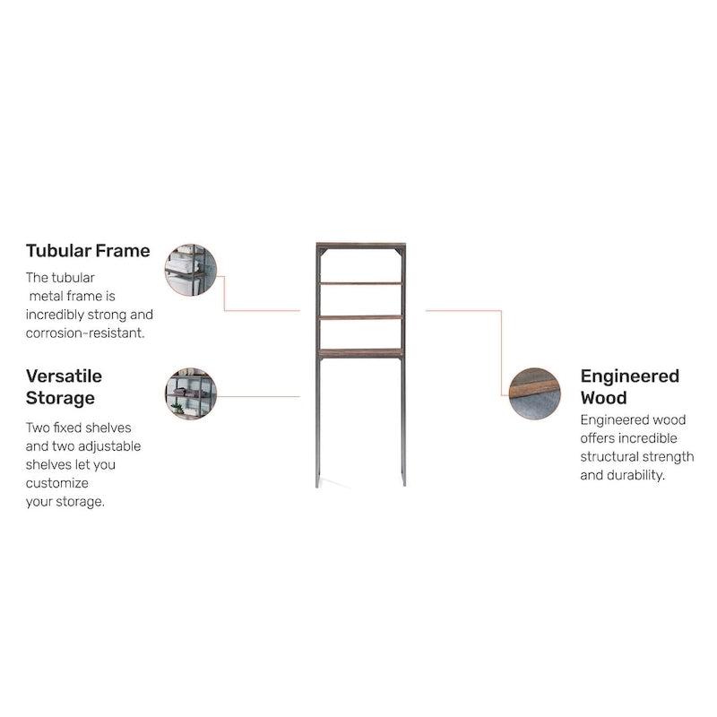 Barnside Gray Over The Commode Stand With Adjustable Shelves By Homestyles - N/A-4