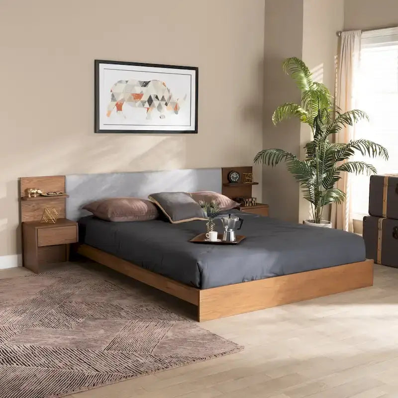 Sami Modern and Contemporary Storage Bed with Built-In Nightstands-9