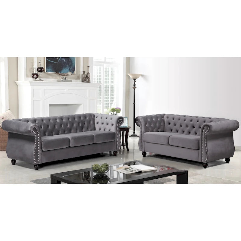 Antoinette Chesterfield 2-Piece Set- Sofa & Loveseat-21