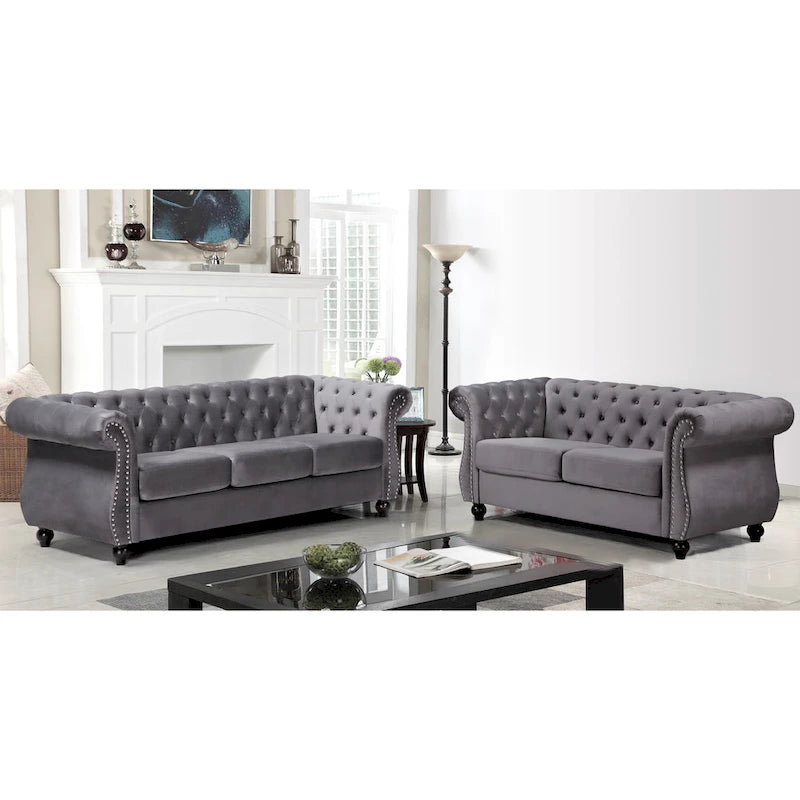 Antoinette Chesterfield 2-Piece Set- Sofa & Loveseat-10