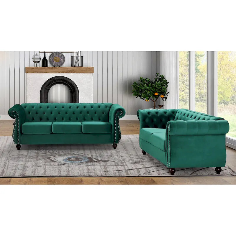Antoinette Chesterfield 2-Piece Set- Sofa & Loveseat-16