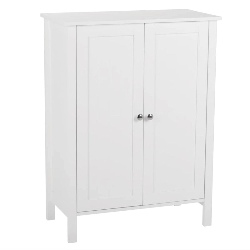 White Double Doors Adjustable Freestanding Bathroom Cabinet - 23.62 x 11.81 x 31.50