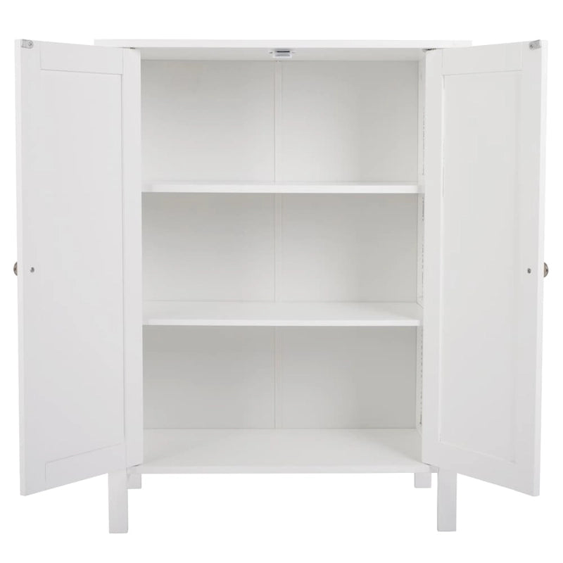 White Double Doors Adjustable Freestanding Bathroom Cabinet - 23.62 x 11.81 x 31.50-3