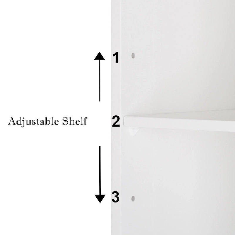 White Double Doors Adjustable Freestanding Bathroom Cabinet - 23.62 x 11.81 x 31.50-8
