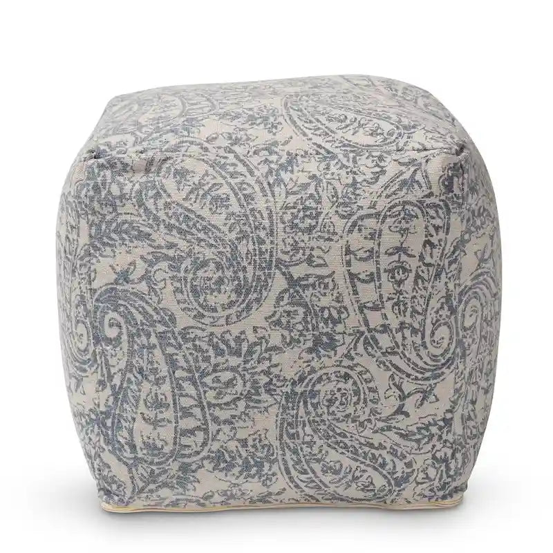 Porch & Den Satsuma Handwoven Paisley Pattern Pouf Ottoman-3