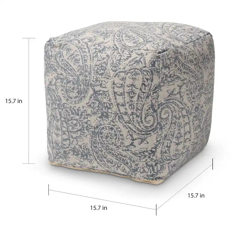 Porch & Den Satsuma Handwoven Paisley Pattern Pouf Ottoman-5