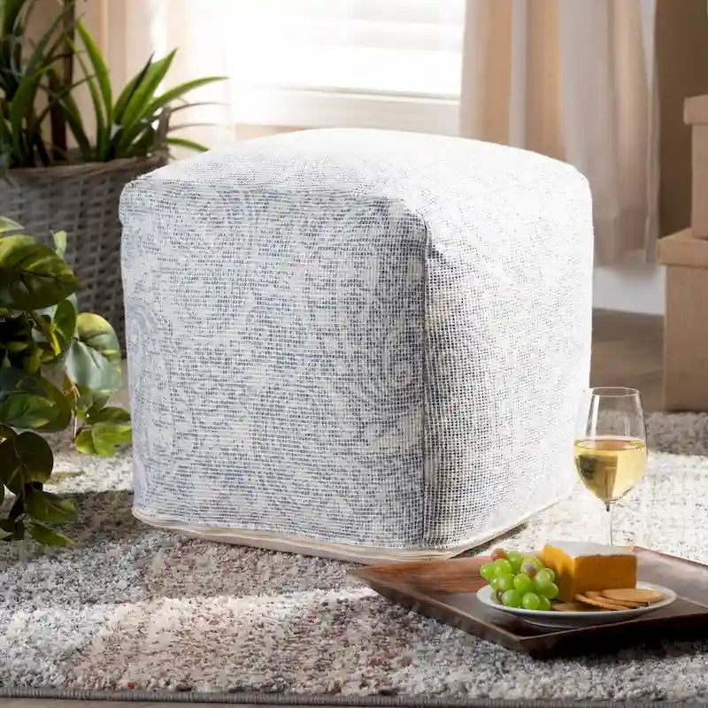 Porch & Den Satsuma Handwoven Paisley Pattern Pouf Ottoman-8