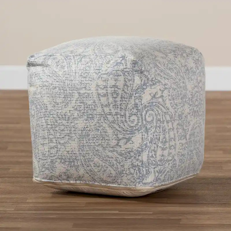 Porch & Den Satsuma Handwoven Paisley Pattern Pouf Ottoman-13