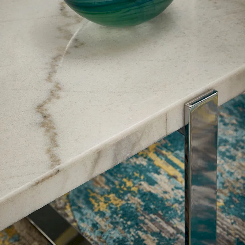 Azel Marble-top Chrome Framed Coffee Table or Table Set by iNSPIRE Q Modern-3