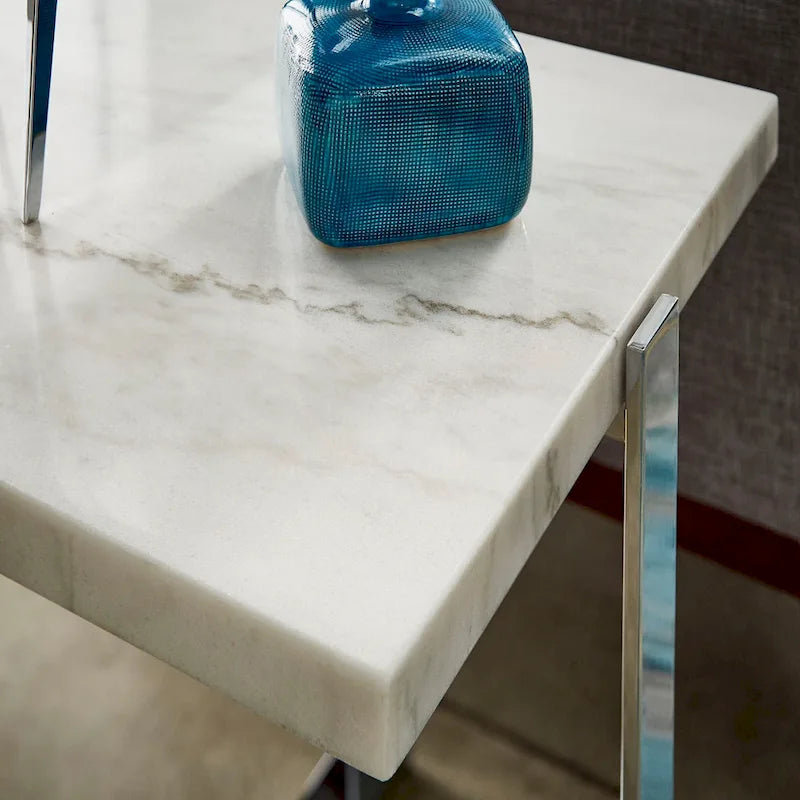 Azel Marble-top Chrome Framed Coffee Table or Table Set by iNSPIRE Q Modern-4