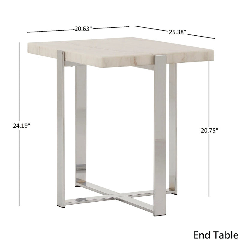 Azel Marble-top Chrome Framed Coffee Table or Table Set by iNSPIRE Q Modern-18