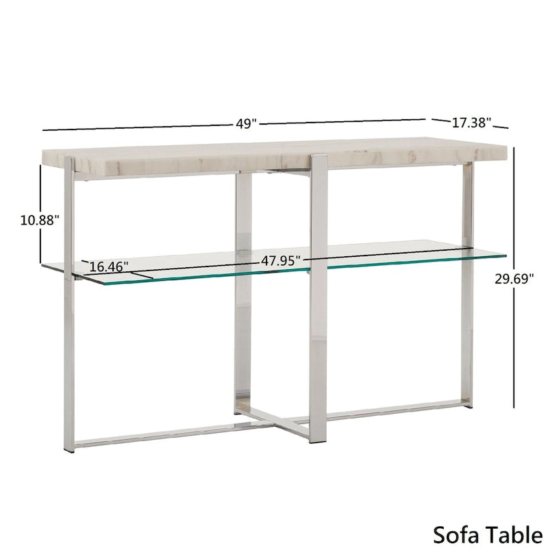 Azel Marble-top Chrome Framed Coffee Table or Table Set by iNSPIRE Q Modern-19