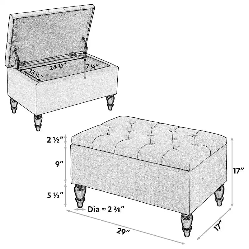 Maypex 29 in. Upholstered Storage Bench-25