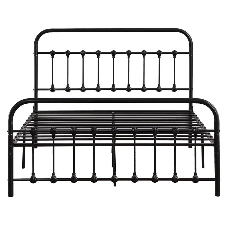 Single-Layer Iron Bed Frame with Shell Decoration Black-6