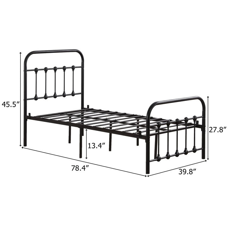Single-Layer Iron Bed Frame with Shell Decoration Black-9