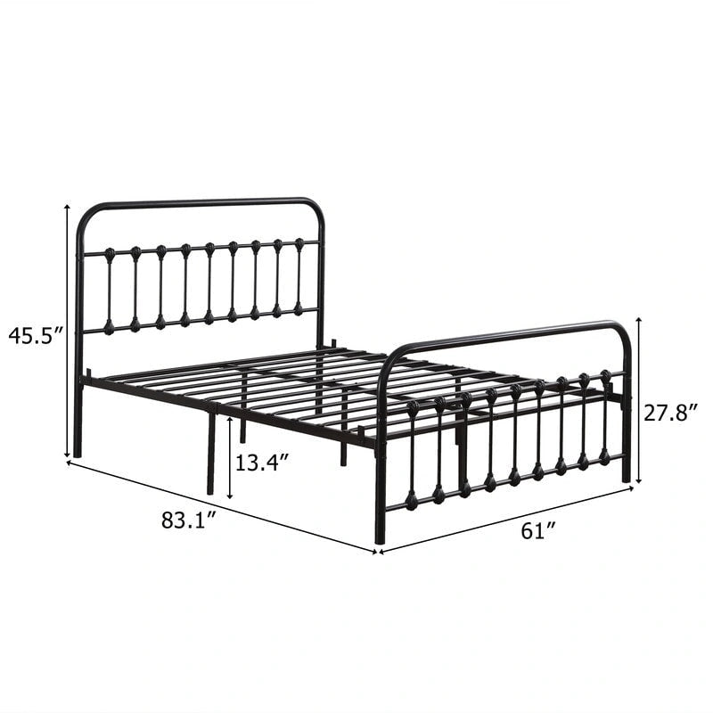 Single-Layer Iron Bed Frame with Shell Decoration Black-10