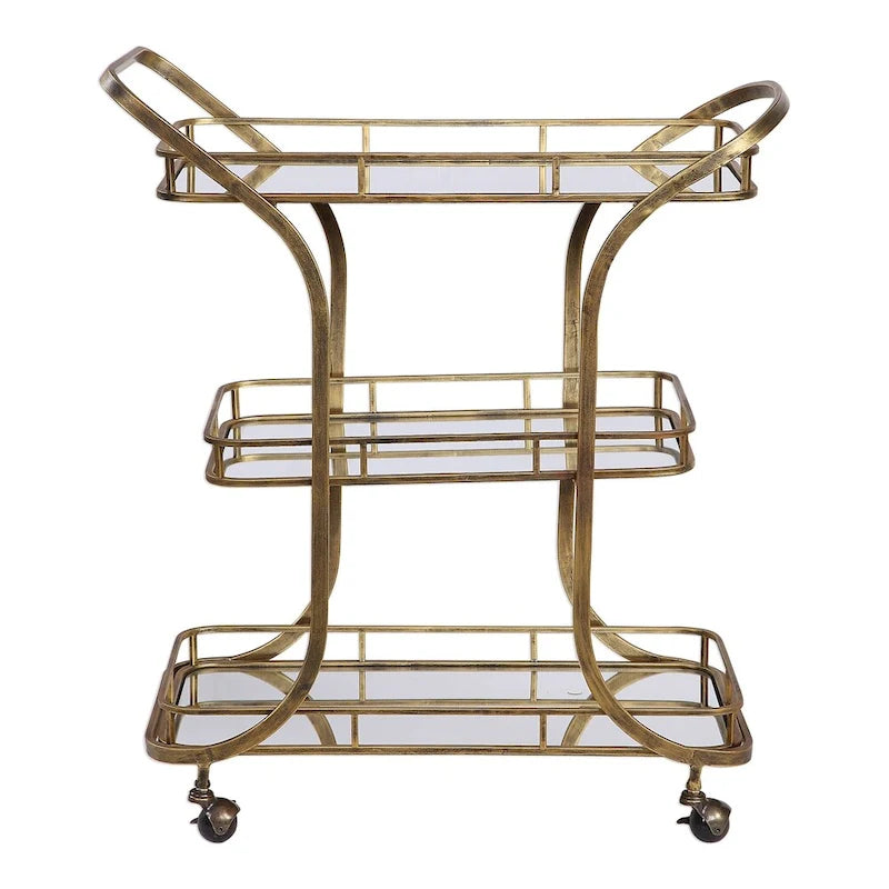 Uttermost Stassi Antiqued Gold Serving Cart-2