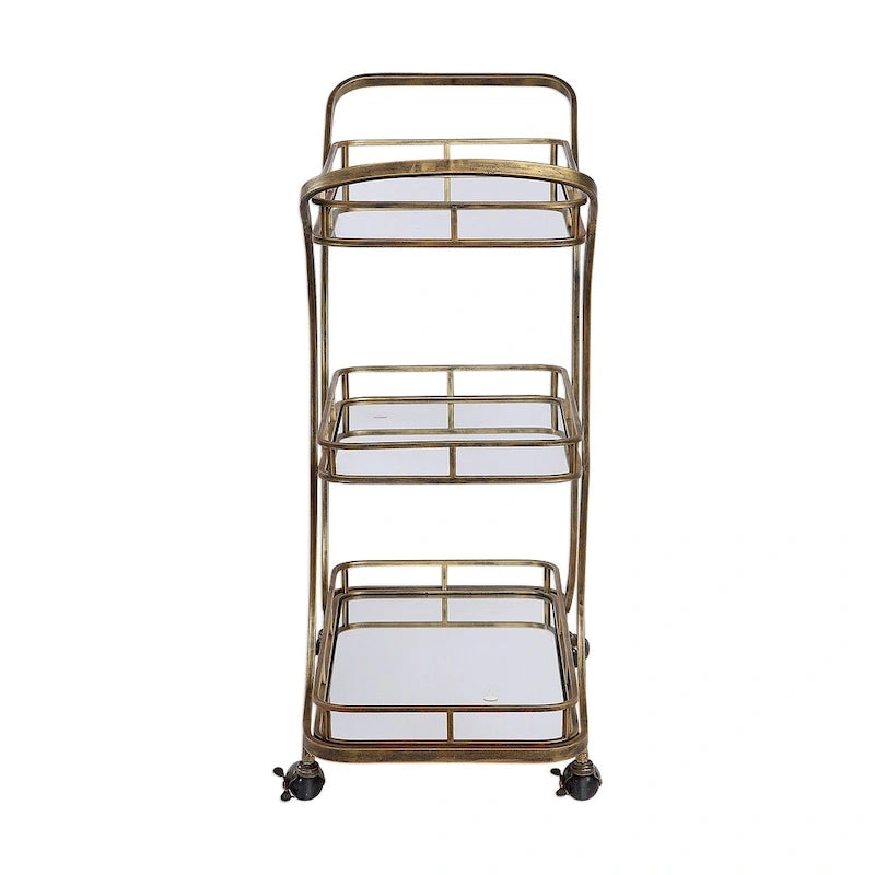 Uttermost Stassi Antiqued Gold Serving Cart-3