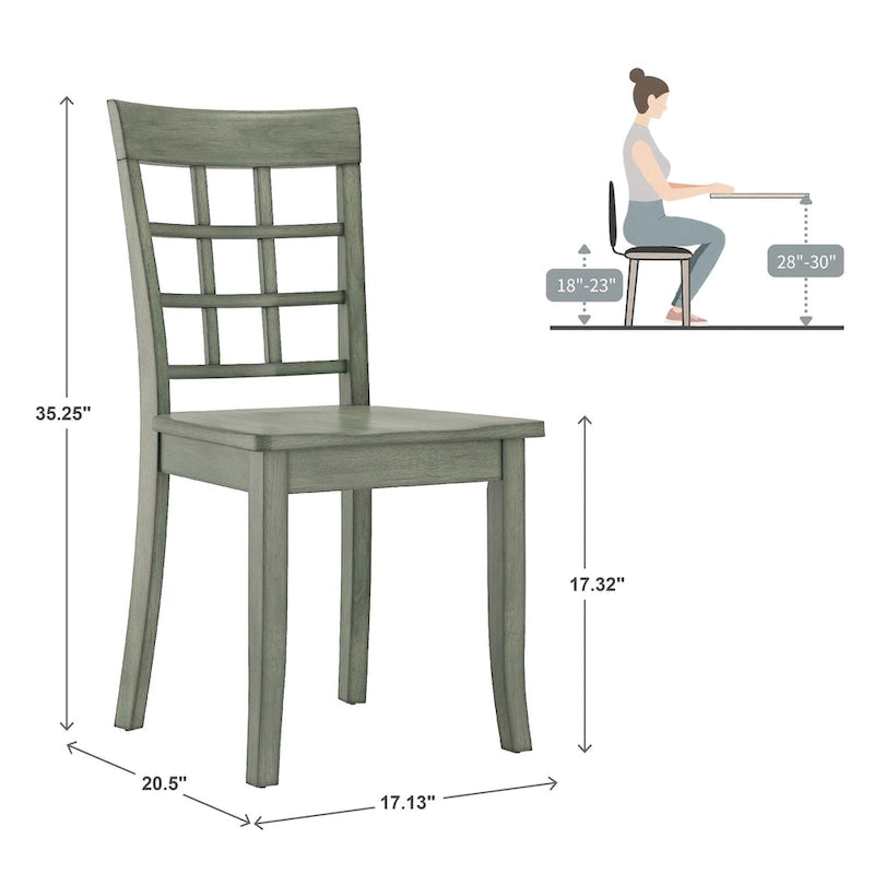 Wilmington II Round Pedestal Base Antique Sage Green 5-Piece Dining Set by iNSPIRE Q Classic-11
