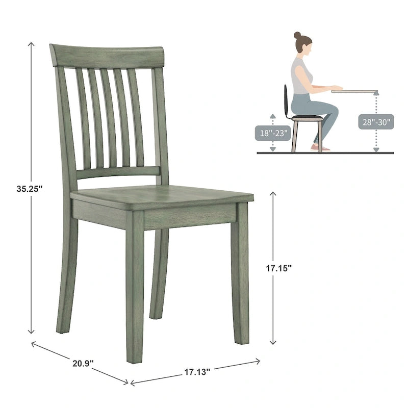 Wilmington II Round Pedestal Base Antique Sage Green 5-Piece Dining Set by iNSPIRE Q Classic-13