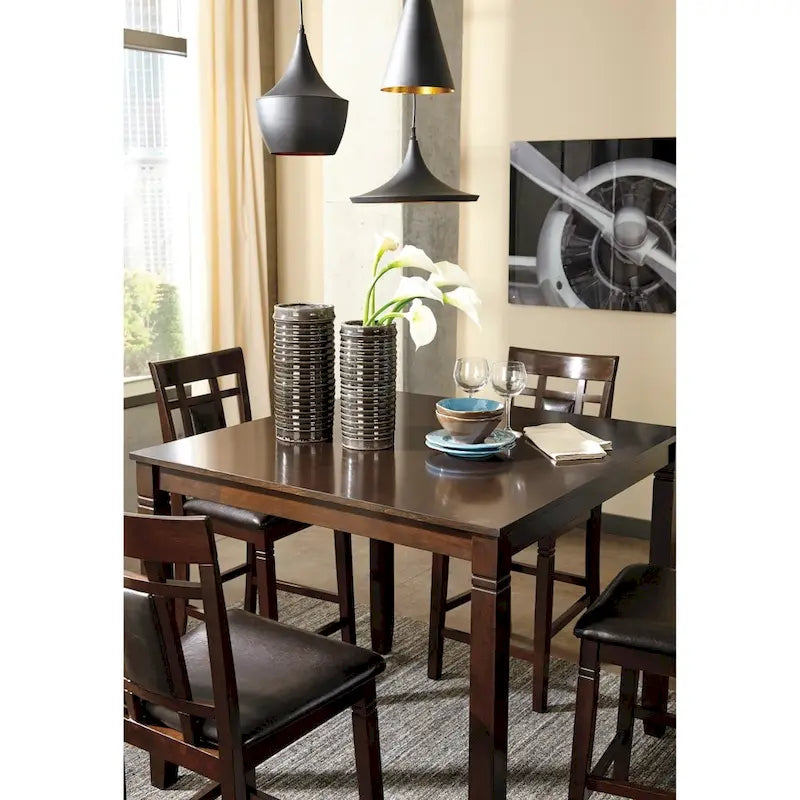 Signature Design by Ashley Bennox Brown Counter Height Dining Table and Bar Stools (Set of 5)