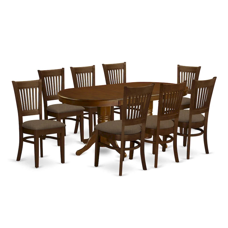 East West Furniture 9 Piece Dining Table Set Includes an Oval Wooden Table and 8 Dining Chairs, Espresso(Seat Type Options)-2