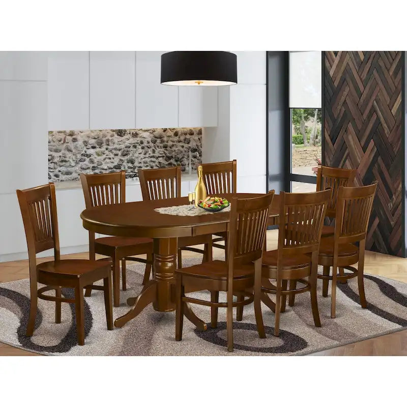 East West Furniture 9 Piece Dining Table Set Includes an Oval Wooden Table and 8 Dining Chairs, Espresso(Seat Type Options)-9