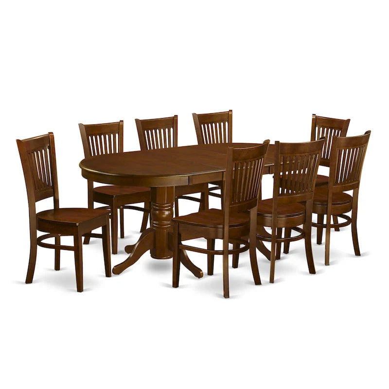 East West Furniture 9 Piece Dining Table Set Includes an Oval Wooden Table and 8 Dining Chairs, Espresso(Seat Type Options)-10