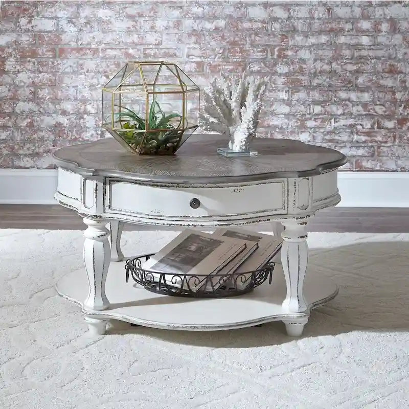 Magnolia Manor Antique White Round Cocktail Table-11