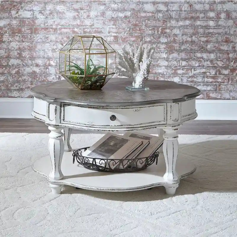 Magnolia Manor Antique White Round Cocktail Table