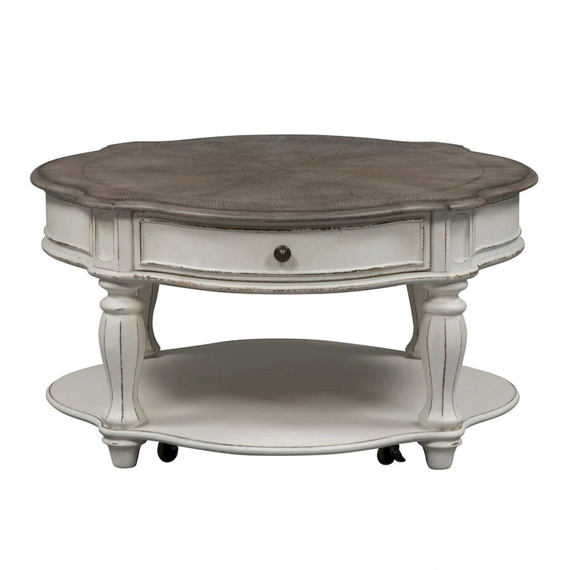 Magnolia Manor Antique White Round Cocktail Table-2