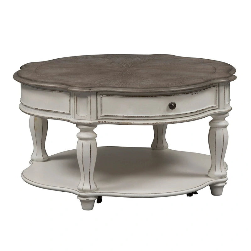Magnolia Manor Antique White Round Cocktail Table-3