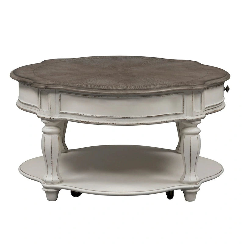 Magnolia Manor Antique White Round Cocktail Table-4