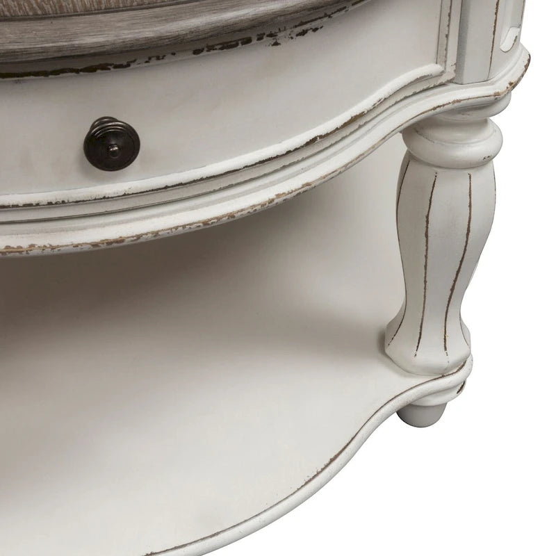 Magnolia Manor Antique White Round Cocktail Table-8