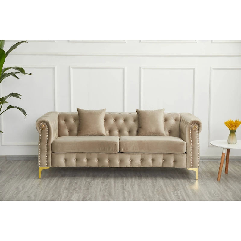 35D x 85W x 30.3H Velvet Chesterfield Button-tufted Sofa-18