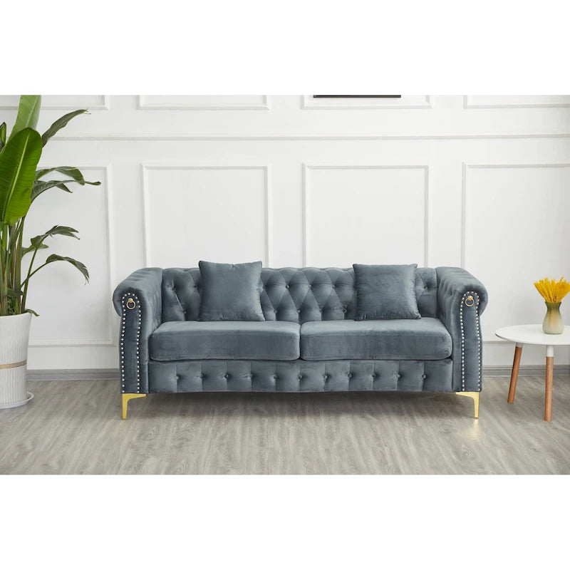 35D x 85W x 30.3H Velvet Chesterfield Button-tufted Sofa-19