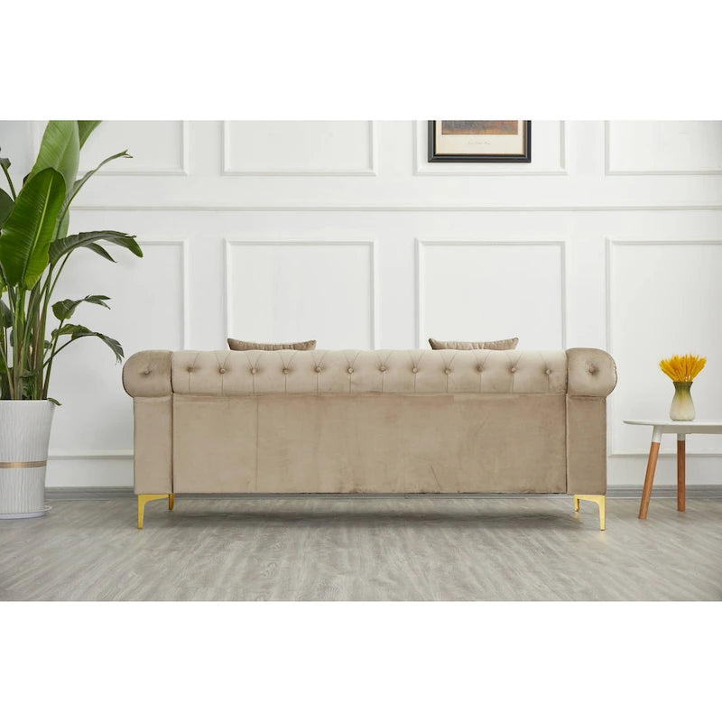 35D x 85W x 30.3H Velvet Chesterfield Button-tufted Sofa-4