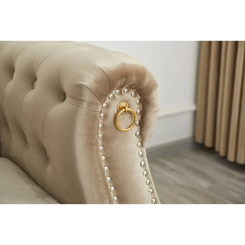 35D x 85W x 30.3H Velvet Chesterfield Button-tufted Sofa-7