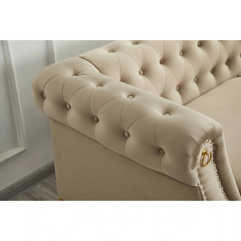 35D x 85W x 30.3H Velvet Chesterfield Button-tufted Sofa-8