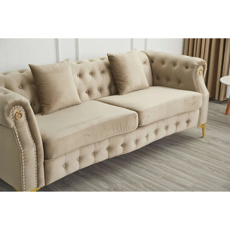 35D x 85W x 30.3H Velvet Chesterfield Button-tufted Sofa-9