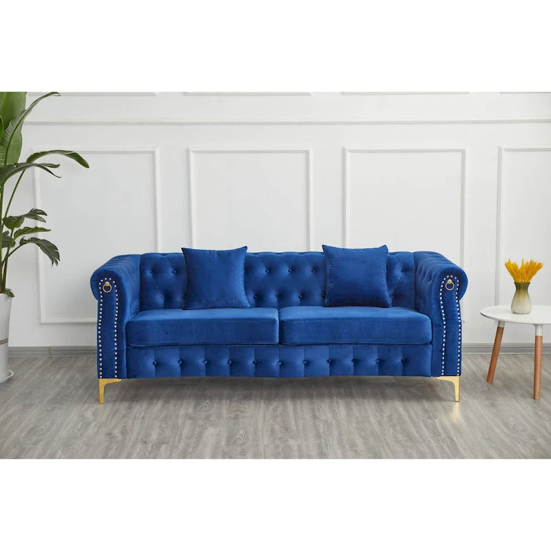 35D x 85W x 30.3H Velvet Chesterfield Button-tufted Sofa-15