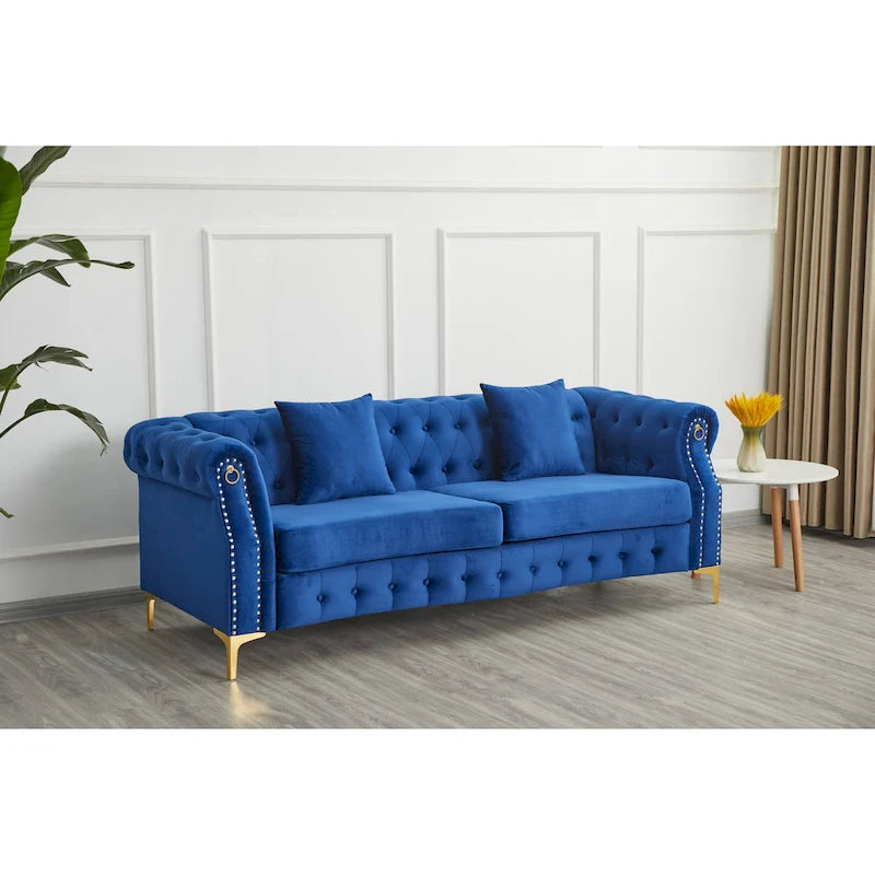 35D x 85W x 30.3H Velvet Chesterfield Button-tufted Sofa-16