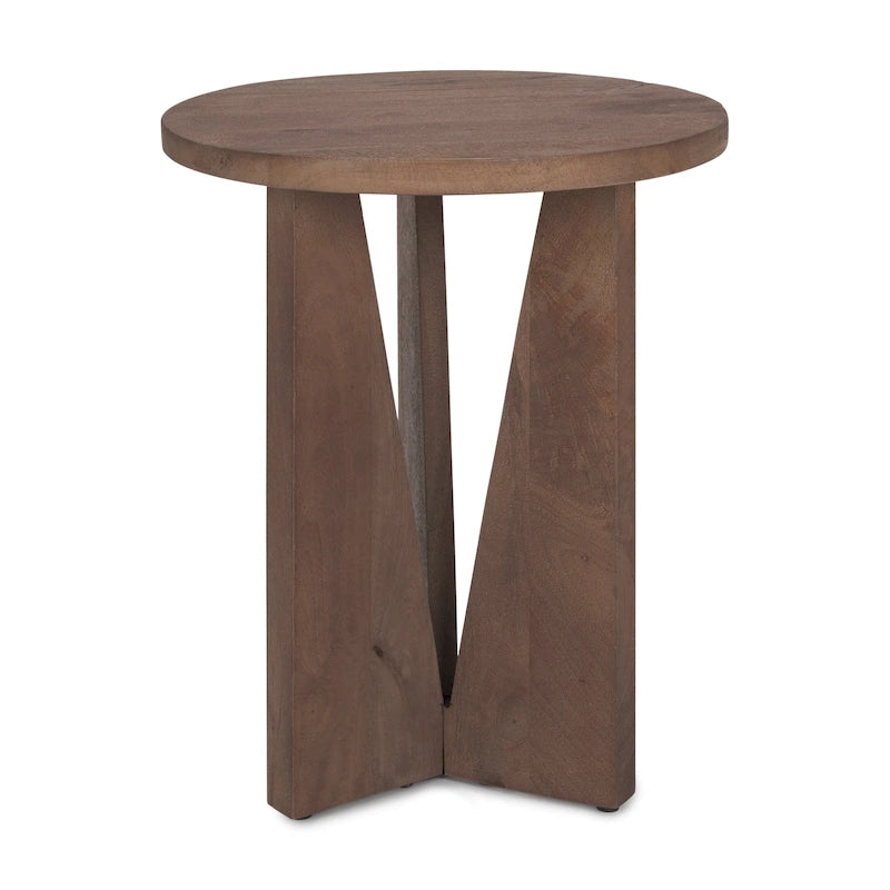 Mattius Black Solid Wood Round Accent Table - 18L x 18W x 22H-21