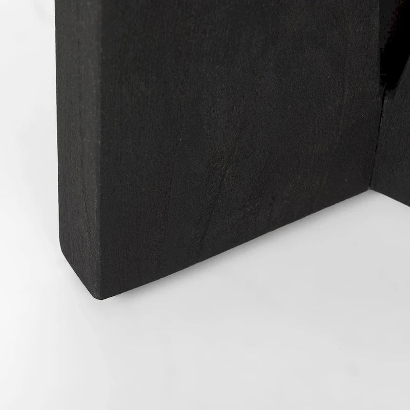 Mattius Black Solid Wood Round Accent Table - 18L x 18W x 22H-9