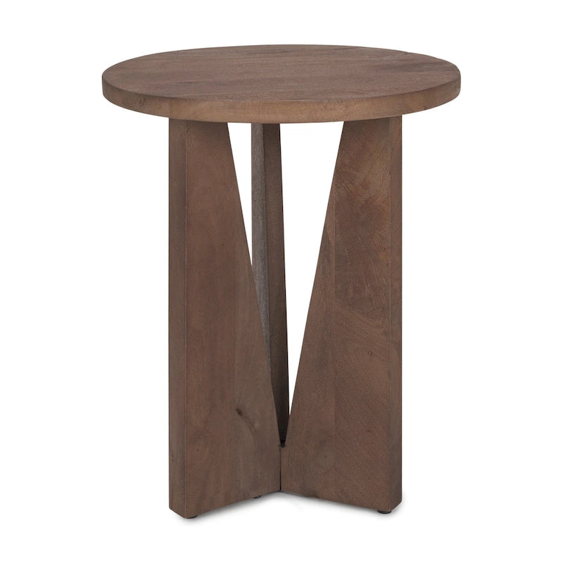 Mattius Black Solid Wood Round Accent Table - 18L x 18W x 22H-12