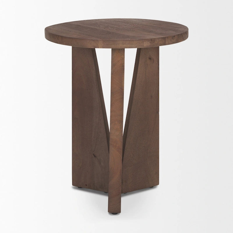 Mattius Black Solid Wood Round Accent Table - 18L x 18W x 22H-14